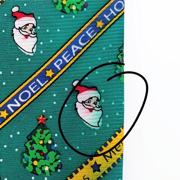 Vintage Cape Cod Neckwear Repp Tie Novelty Christmas Santa Peace Hope Noel Green - Picture 8 of 11